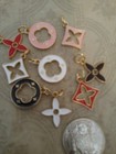  Lotof 9   Designer  Button Zipper Pull 19mm  Lv Charm  Gold   Tone 