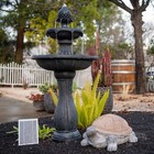 Black Fiberglass resin 2-tier Solar Water Fountain Ca-am-243-8379-3