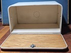Vintage Bread Box Beauty Box By Lincoln White Mid Century Metal Wood Table Retro