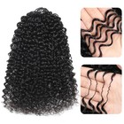 Human Crochet Hair Curl Wavy Invisible Hair Extension Natural Color 50 Strands