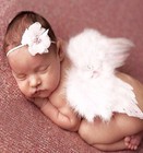 New Newborn Baby Girl White Angel Wings   Flower Headband Set Photography Prop