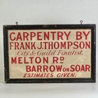 Antique Wood Hand Painted Trade Sign In Bright Red Advertising Carpentry