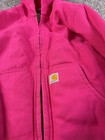 Carhartt Jacket Kids Xxs 4-5 Pink Canvas Hooded Full Zip Insulated Winter