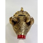 Vintage Textured Gold Ceramic Coin Piggy Bank Hand Painted Cloisonne Style Mcm