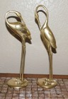 Vtg Solid Brass Cranes Birds Pair Figures Mcm Set Of 2 11  11 5 