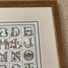 Vtg Framed   Matted Cross Stitch Alphabet Abc s Animals 20 x17 