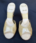 Vtg 50s Springolator Lucite Heel Mules Painted Nos Deadstock Peep Toe Slides 6