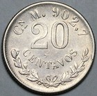 1898-cn Mexico 20 Centavos Xf Culiacan Mint Silver Coin  25092001r 