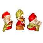 Vintage Set Of 3 Homco   5406 Ceramic Christmas Elf Pixie Gnome Figurines
