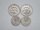 Lot Of 2 Franklin Half Dollar   2 Quarters 90  Silver Coins   1 Troy Oz Silver  