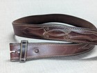 Vintage Silver Creek Buckle Belt Western Stitched 42 Brown Cowhide Leather