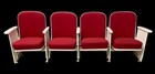 4 Theater Seats  Vintage Red Upholstered Tip-up Cinema Auditorium Seating  A41