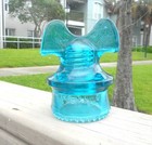 Nice Blue Aqua Fang Drips Cd 257 Hemingray Mickey Mouse Style Glass Insulator