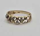 Vintage 14k Solid Yellow Gold Diamond Interlocking Heart Band Ring Size 6