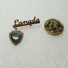 Canada Kenora Husky The Muskie Souvenir Pin Brooch Gold Tone Enamel Travel