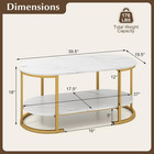 Oval Coffee Table With Storage  2-tier Center Table For Living Room With Faux Ma