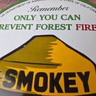 Vintage Forest Service Gas Pump Sign - Smokey The Bear Porcelain Sign