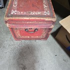 Antique Spanish Colonial Mexican Leather Baul Trunk Painted Studded Chest 35 
