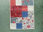 Quilted Table Runner - Blue  Red  Cream Floral  16  X 56  Handmade New
