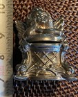 Vtg antique 3 2 25 2 25    Ornate Brass  Inkwell Cherub Angel Thinker Art Nouveau
