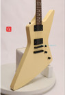 Electric Guitar Explorer Eet Fuk Middle Finger Inlays Cream Yellow Ex Style