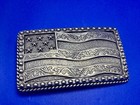 Usa United States Flag American Pride Patriotic Silver Color Vintage Belt Buckle