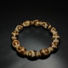 Rare Tibetan Oily Old Agate Dzi 2 Eyes Bead Amulet Bracelet J1203