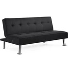 Alden Design 66  Modern Fabric Convertible Futon Sofa Bed With Usb  Black
