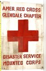 Vintage Red Cross Glendale Chapter Canvas Disaster Mounted Corps Banner Flag