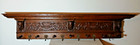 Antique French Renaissance Wall Shelf Coat Hat Pot Rack Hooks Oak Cherubs 60  L