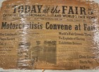 Vtg 1939 Ny Worlds Fair  Hot Plate Pad Mat Trivet 7x10 With Original News Paper