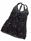 Women s Lbd Little Black Sequinned Sprappy Halter Mini Cocktail Dress Size Large