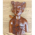 Vintage Hand Carved Wood Indonesian Man Statue Bali Folk Art Home Decor