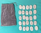 Set 25 Rune Stones Gray Velvet Drawstring Pouch Inscribed Norse Viking Symbols