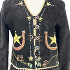 Vintage 80s 90s Patricia Wolf Suede Fringe Handpainted Cowgirl Two Piece Set