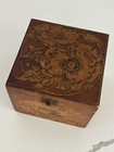 Antique Flemish Art 685 Pyrography Burnt Hinged Wood Trinket Box Poppy Flowers