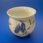 Vtg Chinese Jingdezhen Porcelain Blue   White Insulated Teacup Crane   Landscape