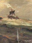 Antique Impressionist Seascape Mystery Artist Large Oil Original Canvas 