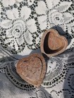 Vtg Hand Carved Stone Heart Trinket Box W Lid Mother Of Pearl Inlay Floral India