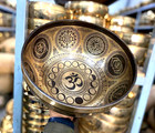 10 Inches Om Singing Bowl - Flower Of Life Carving -sound Energy Healing  Chakra