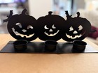 Vintage Hallmark Halloween Jack O Lantern 3 Votive Candle Holder Metal 11 