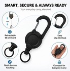 3pcs Heavy Duty Retractable Keychain Carabiner Badge Holder Wire Metal Cord Reel