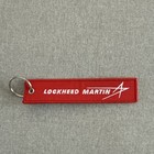 Remove Before Flight Embroidered Keychain Red  White Lockheed Martin Logo