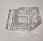Vtg Clear Glass Ashtray 4 Inch Square Art Deco Heavy Pressed Crystal