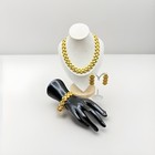 Vintage Gold Link Necklace Bracelet Earrings Set     1980s Runway Style