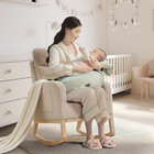 Nursery Rocking Chair  Upholstered Glider Rocker With High Back   Side Pocket  C