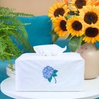 Fabric Tissue Box Cover Set Of 2  Vintage Floral Embroidery Hydrangea Tissue    