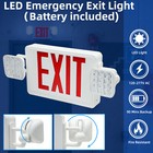 Emergency Led Exit Light Combo Two Led Flood Lights Fire Resistant Ul 94v-0