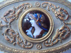 Antique Gilt French Bronze Dresser Jewelry Box Limoges Enamel Lady Portrait