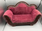 Vintage Antique Doll Couch Sofa Velvet Nailhead Trim Victorian